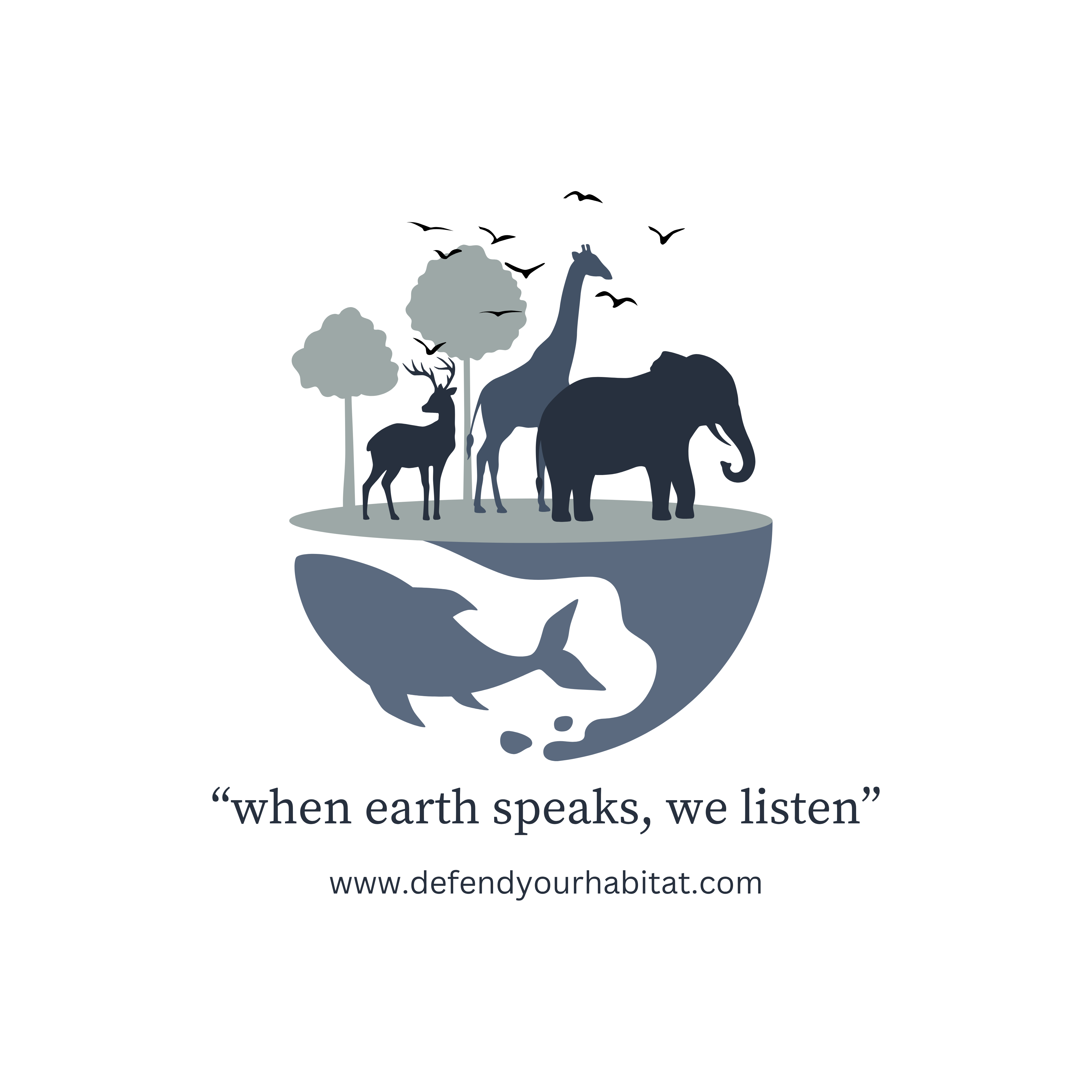 Illustrations representing wildlife, forests, oceans and environmental care